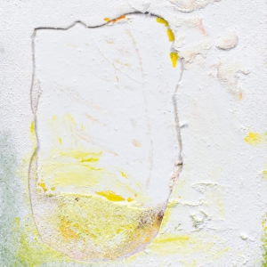 "cut-out", 2015 enamel, oil paint, felt mounted on canvas.